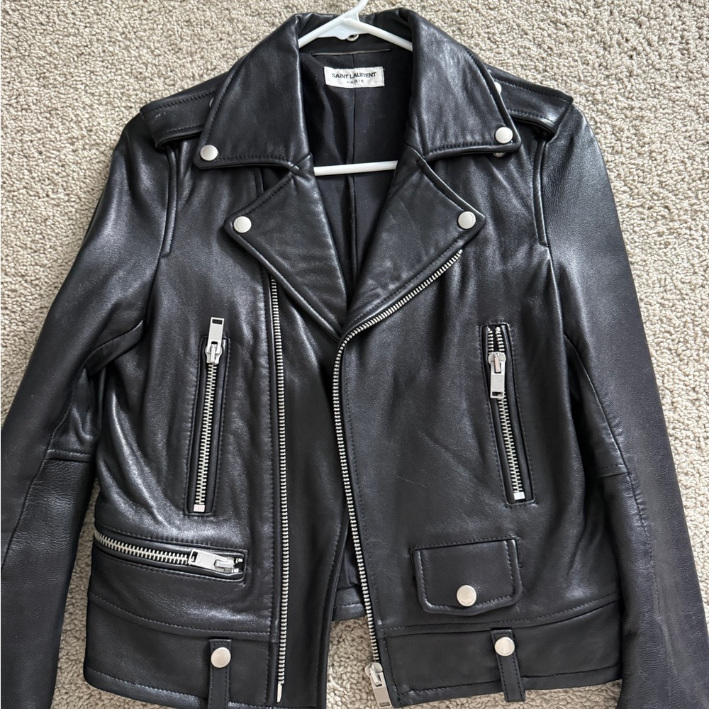 Black Leather Moto Jacket sizs S